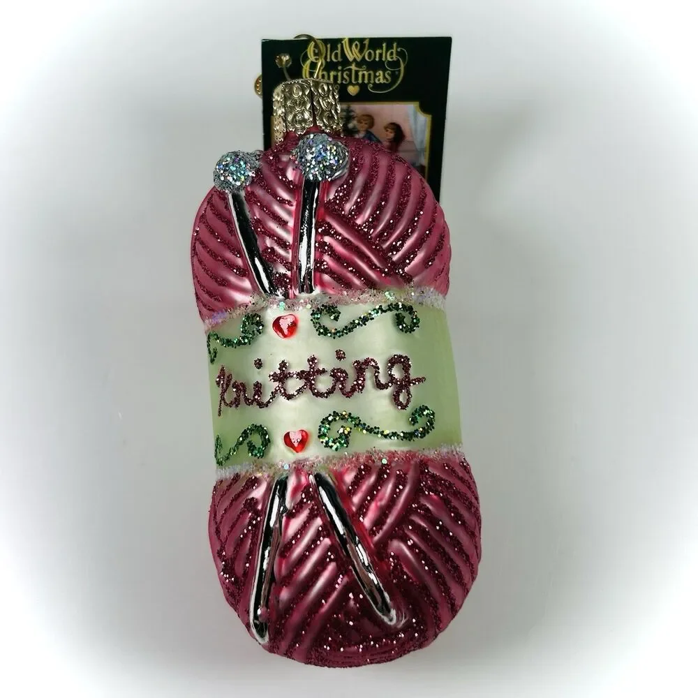 Old World Christmas Knitting Yarn Glass Ornament 32255 Decoration With Box NWT